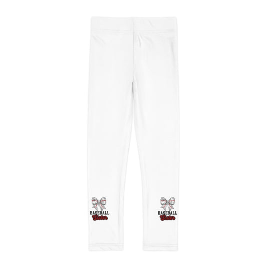 Cute Kids Leggings with Baseball Bow Design, Comfortable Activewear for Girls, Perfect for Sports, Play, School, Gift Ideas