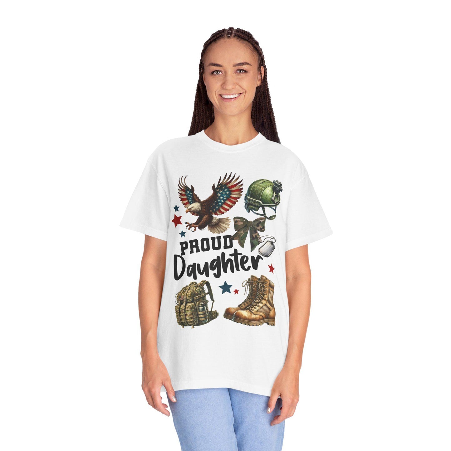 Proud Daughter T-shirt, Military Family Shirt, Support Our Troops Top, Veterans Day Gift, Unisex Garment-Dyed Tee