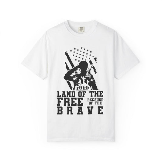 Patriotic Soldier Tribute T-shirt - Land of the Free, Brave Graphic Tee, Veterans Day Gift, Military Pride Apparel