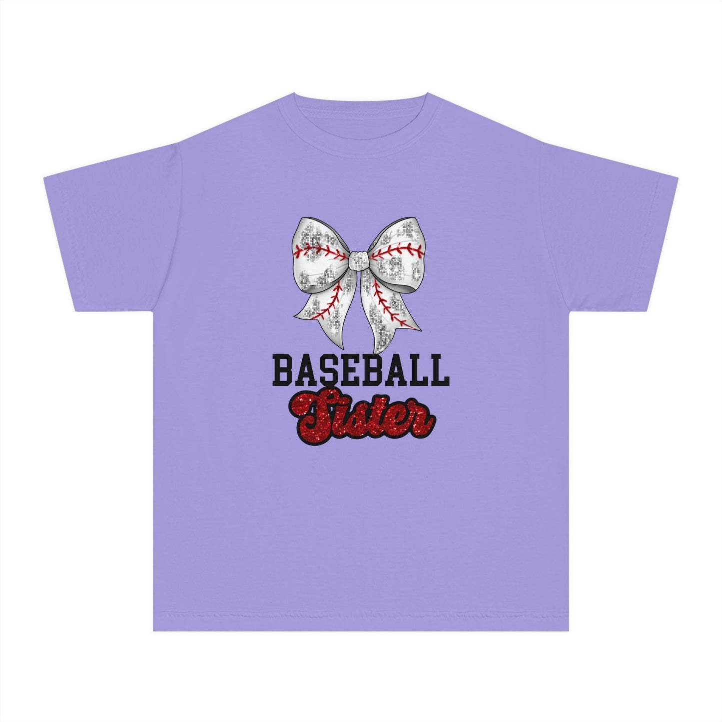 Baseball Sister Youth Midweight Tee, Cute Baseball Shirt, Youth Sports Tee, Gift for Young Athletes, Summer Baseball Wear, Team Spirit