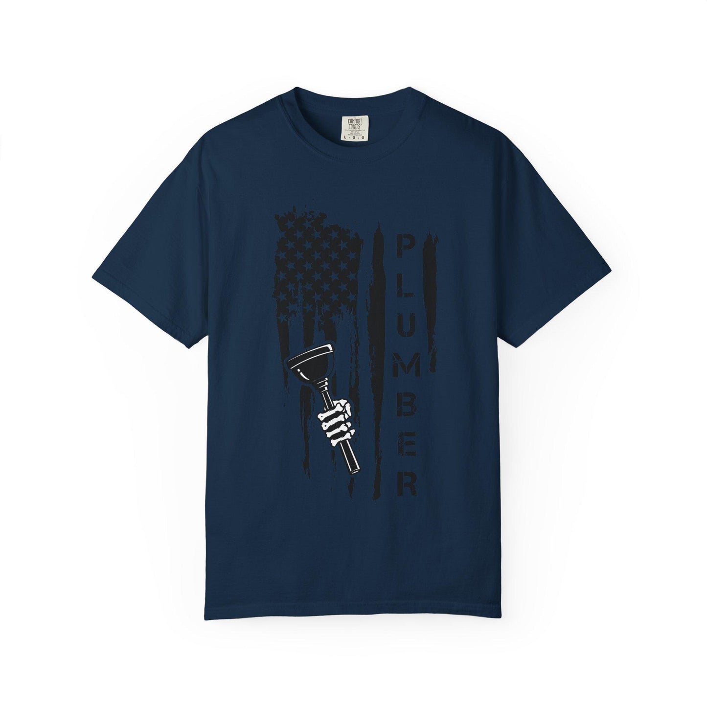 Patriotic Plumber T-shirt, Unisex Garment-Dyed Tee, USA Flag Shirt, Workwear, Gift for Plumbers, Tradesmen Apparel