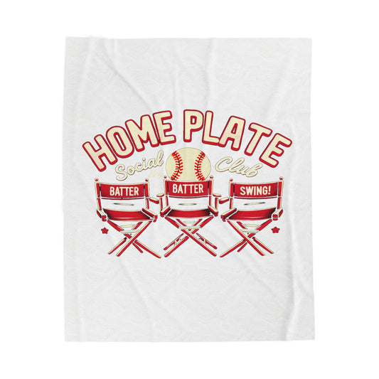 Home Plate Social Club Plush Blanket, Cozy Baseball Throw, Perfect for Game Days, Sports Fans Gift, Warm & Soft Decor