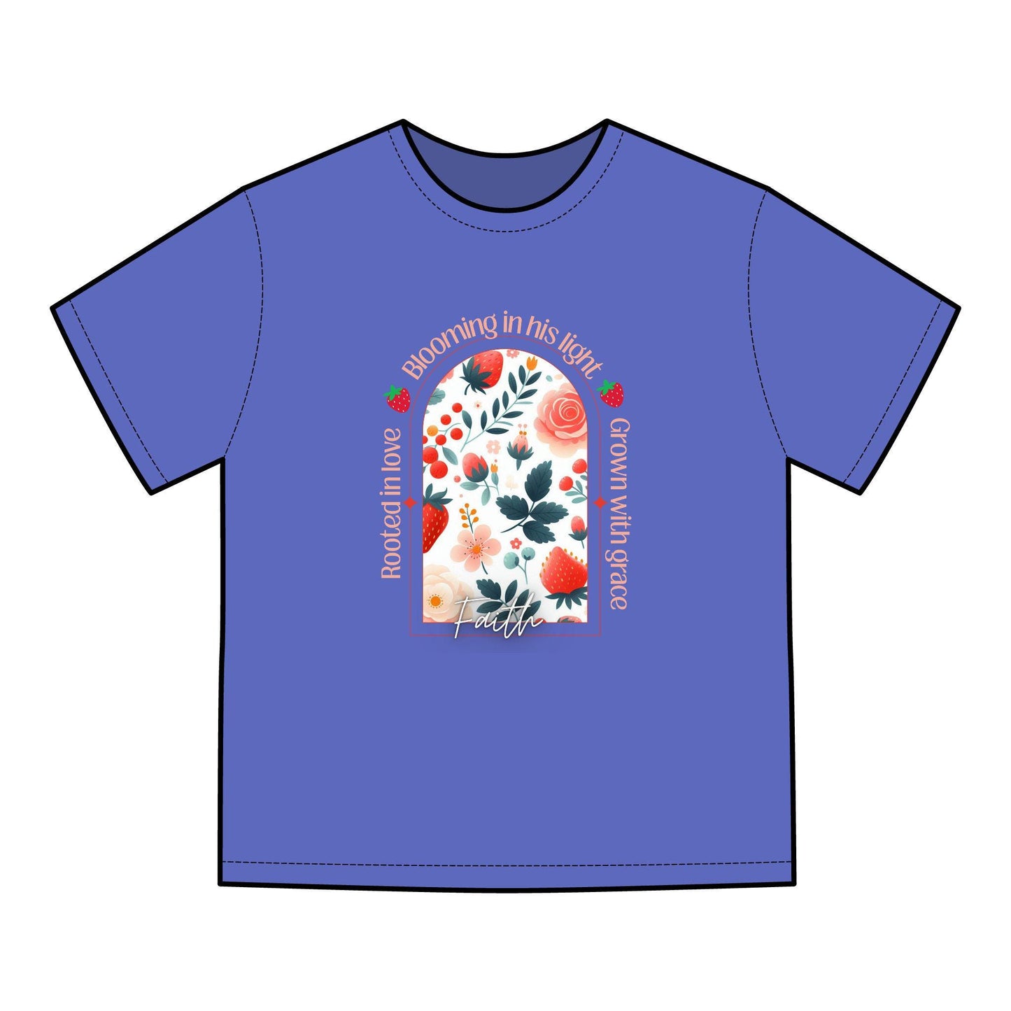 Faith, Floral Inspirational T-Shirt, Rooted in Love, Blooming in His Light, Unisex Tee, Gift for Her, Casual Wear,