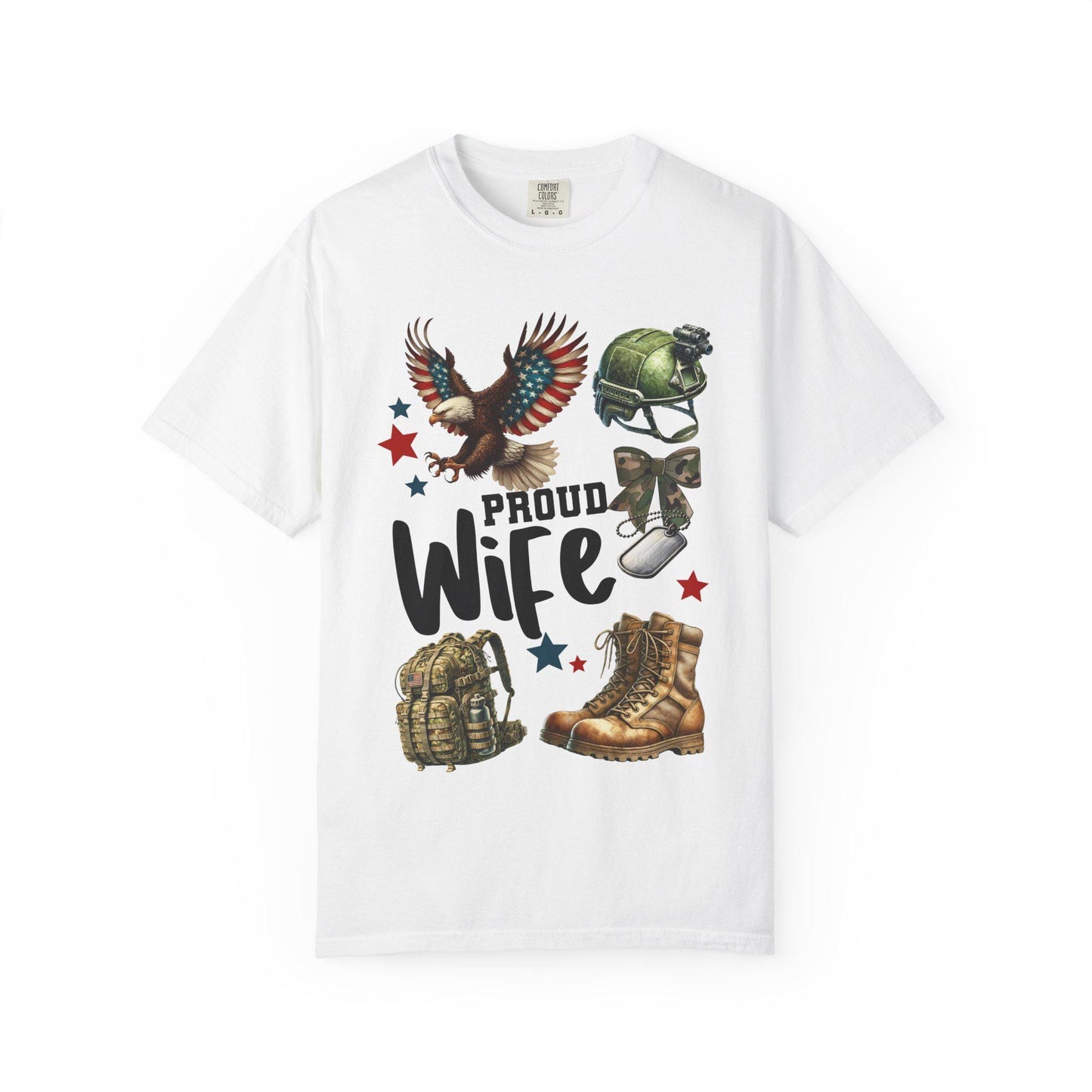 Proud Wife Military T-Shirt, Unisex Tee for Veterans, Gift for Military Spouses, Casual Look, Army Wife Apparel