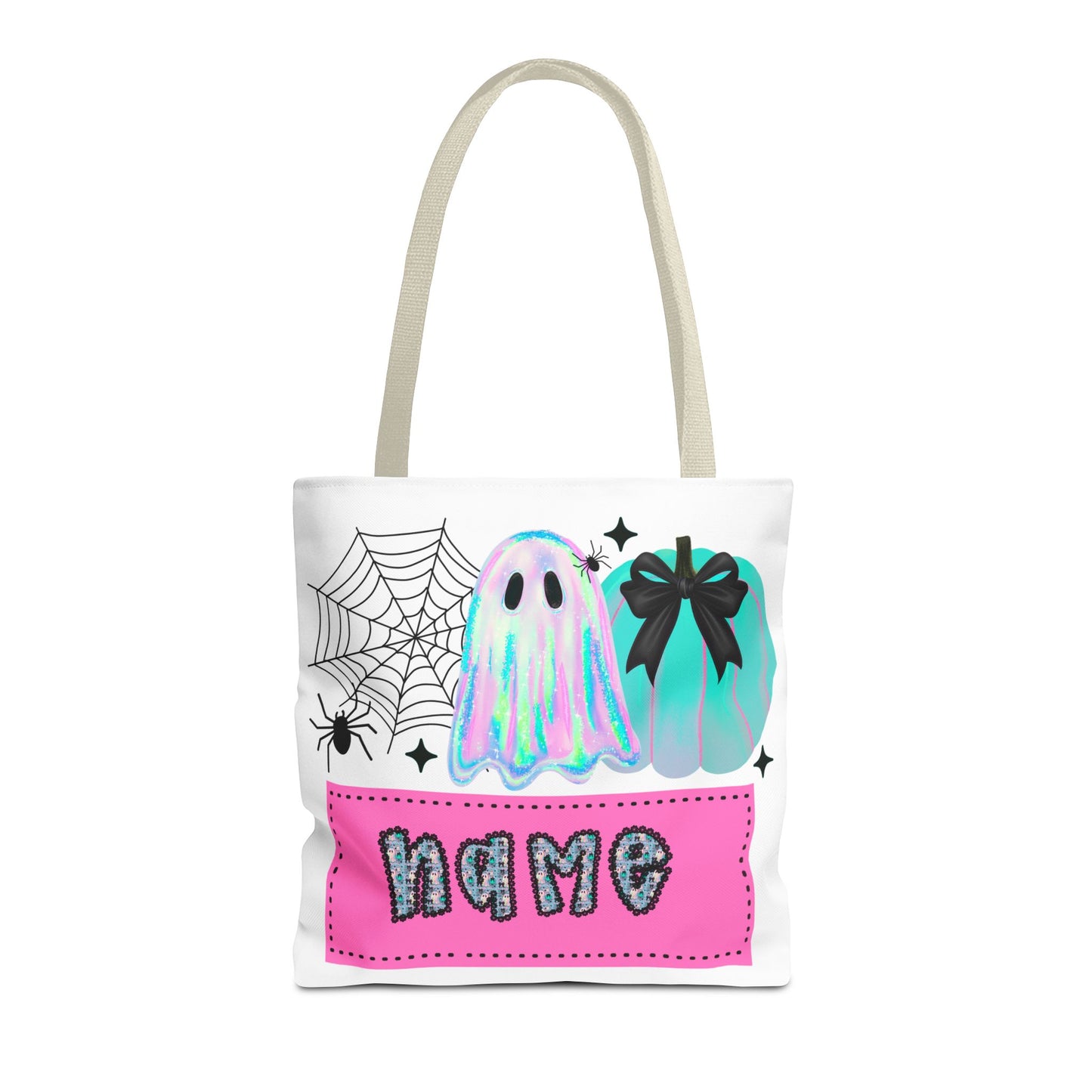 Personalized Ghostly Tote Bag for Halloween, Cute Halloween Gift, Spooky Tote, Trick or Treat Bag, Custom Name Bag, Fall Fashion