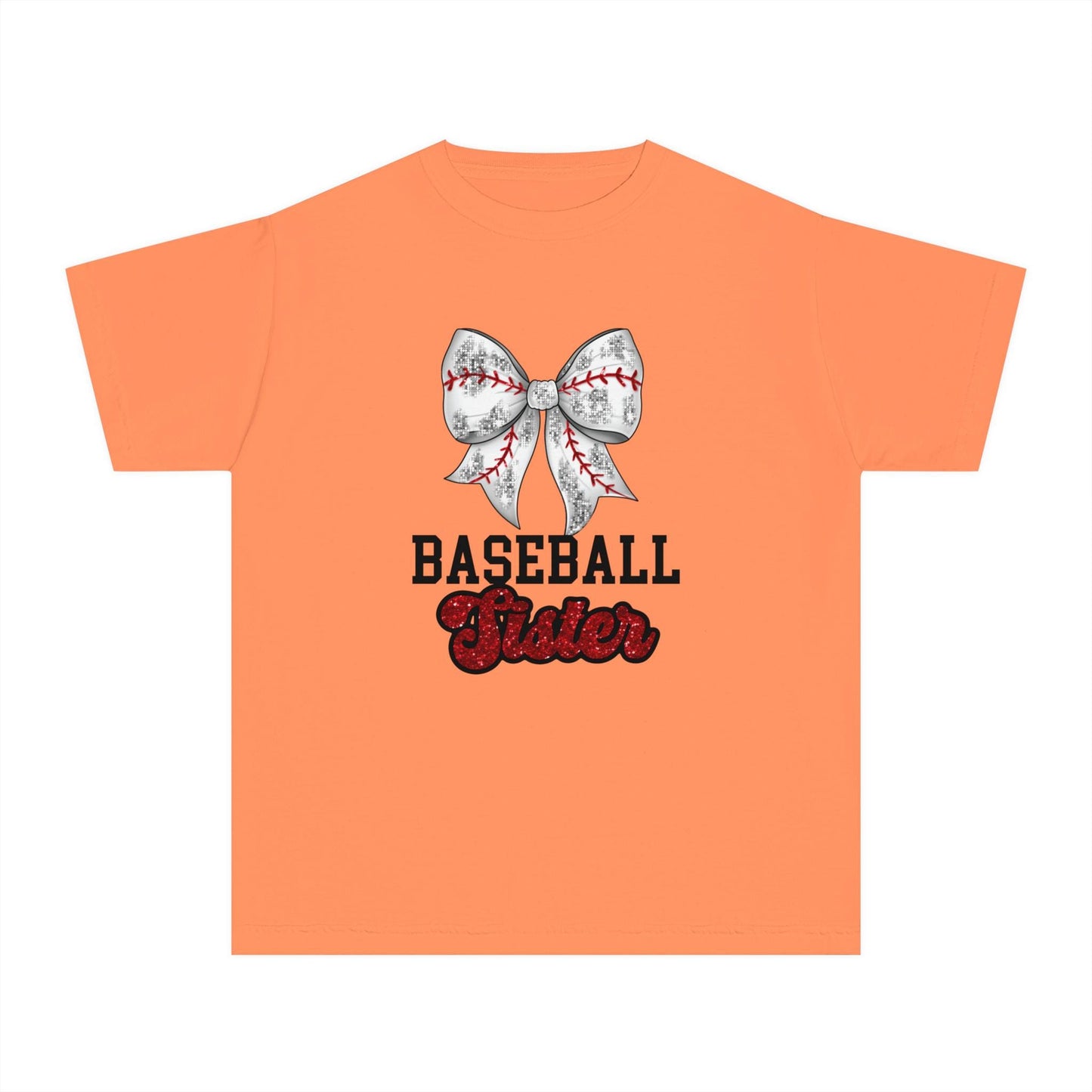 Baseball Sister Youth Midweight Tee, Cute Baseball Shirt, Youth Sports Tee, Gift for Young Athletes, Summer Baseball Wear, Team Spirit