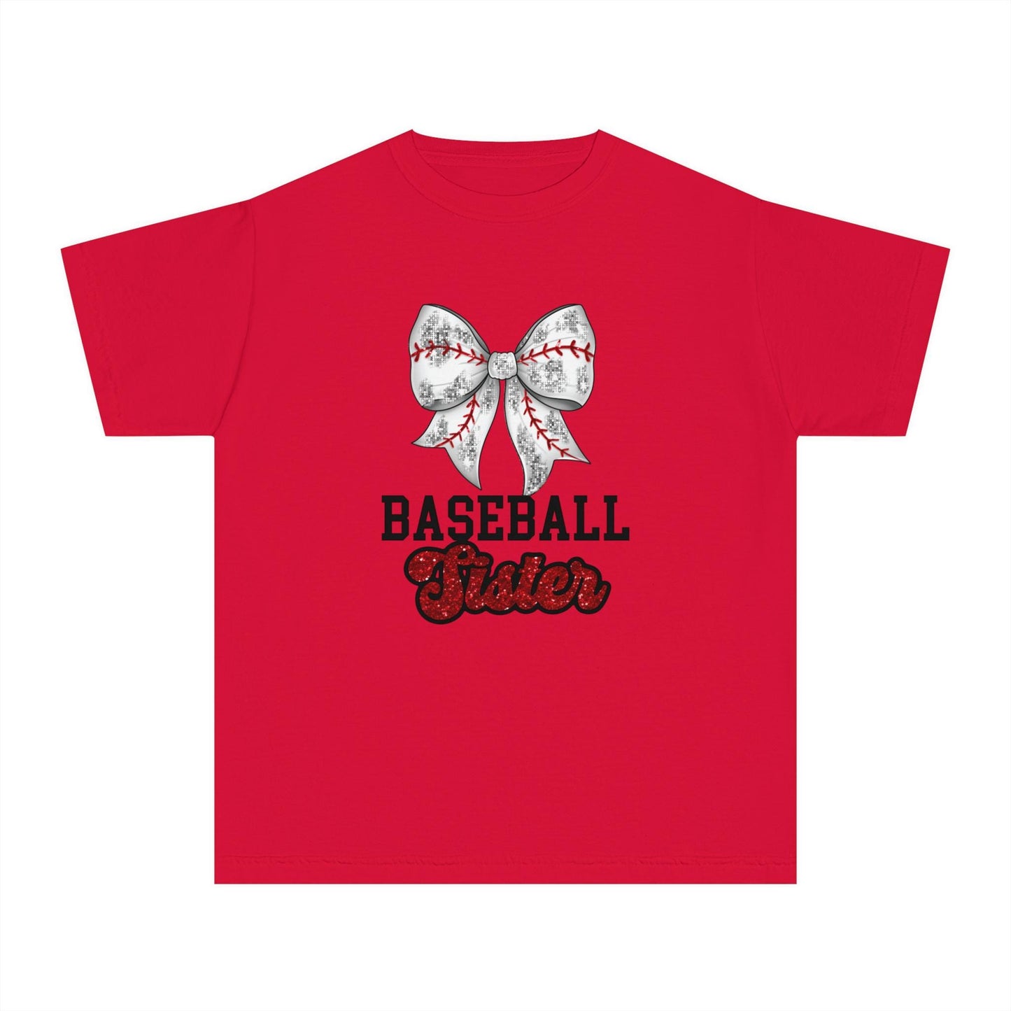 Baseball Sister Youth Midweight Tee, Cute Baseball Shirt, Youth Sports Tee, Gift for Young Athletes, Summer Baseball Wear, Team Spirit