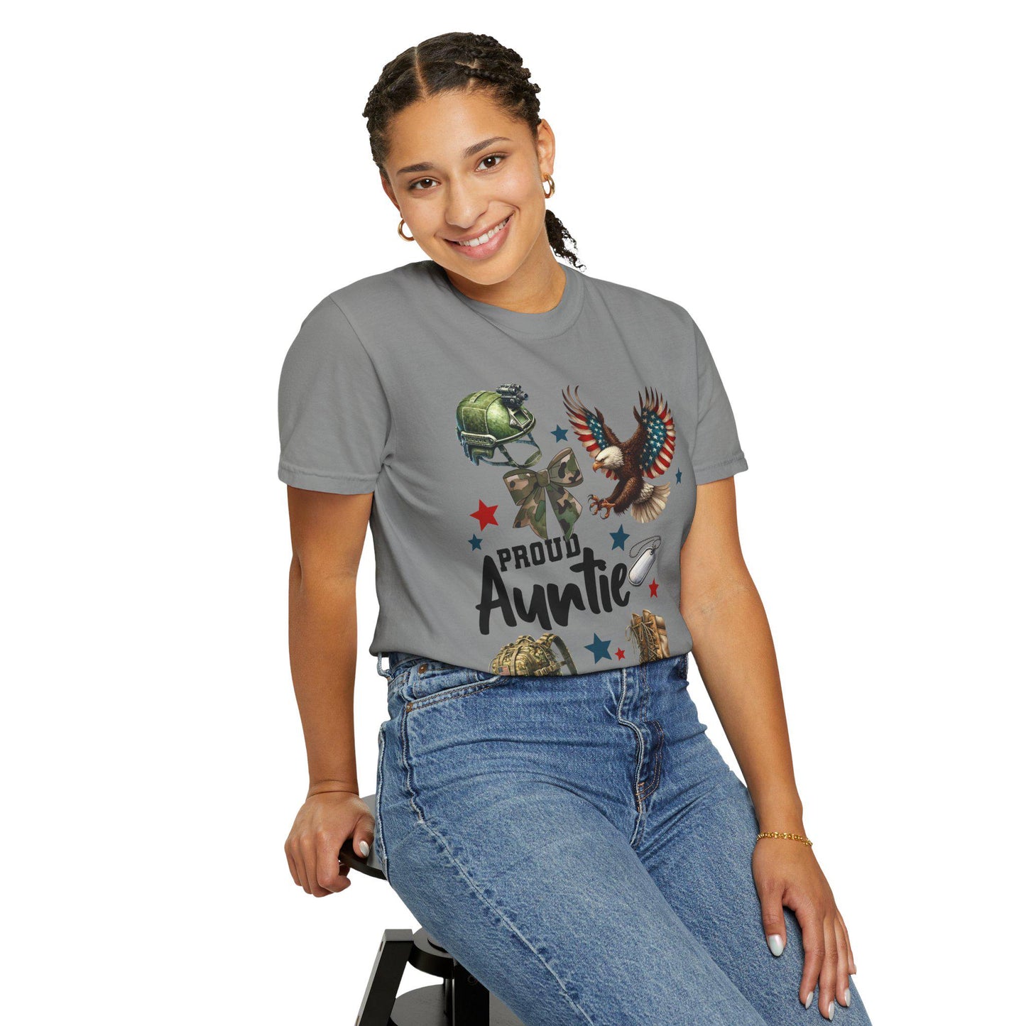 Proud Auntie T-Shirt, Military Family Gift, Unisex Tee for Aunts, Perfect for Veterans Day, Birthday Gift, Casual Wear