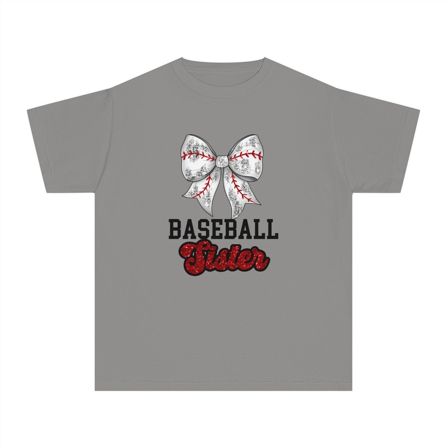 Baseball Sister Youth Midweight Tee, Cute Baseball Shirt, Youth Sports Tee, Gift for Young Athletes, Summer Baseball Wear, Team Spirit