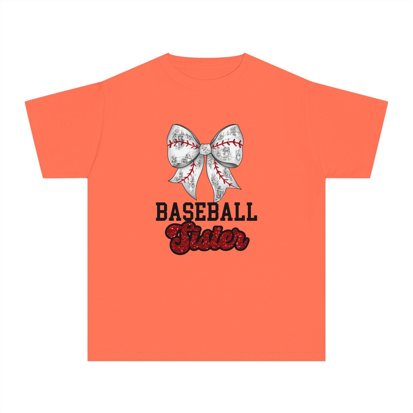 Baseball Sister Youth Midweight Tee, Cute Baseball Shirt, Youth Sports Tee, Gift for Young Athletes, Summer Baseball Wear, Team Spirit