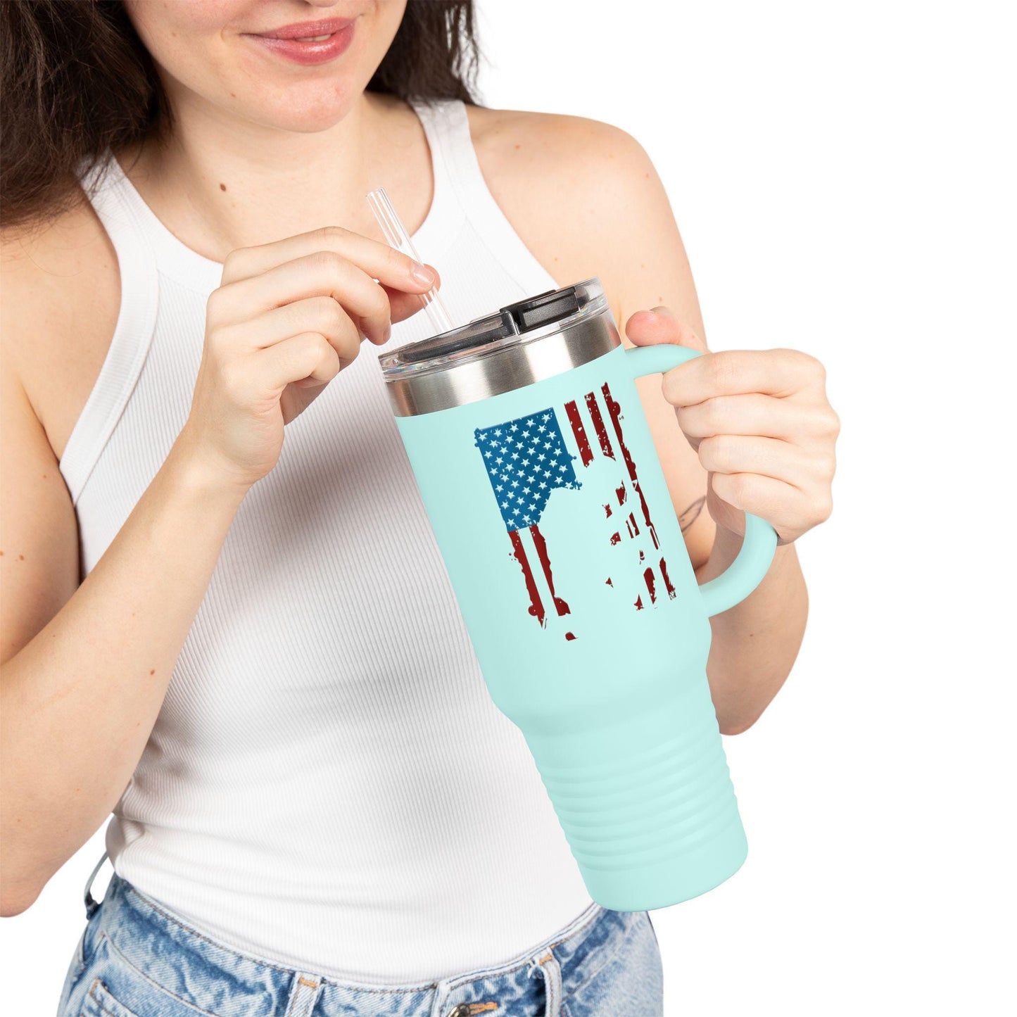 Patriotic Insulated Travel Mug, 40oz - Perfect for Camping, Parties, BBQs, 4th of July, Made for Adventure, Essential for Outdoor Lovers