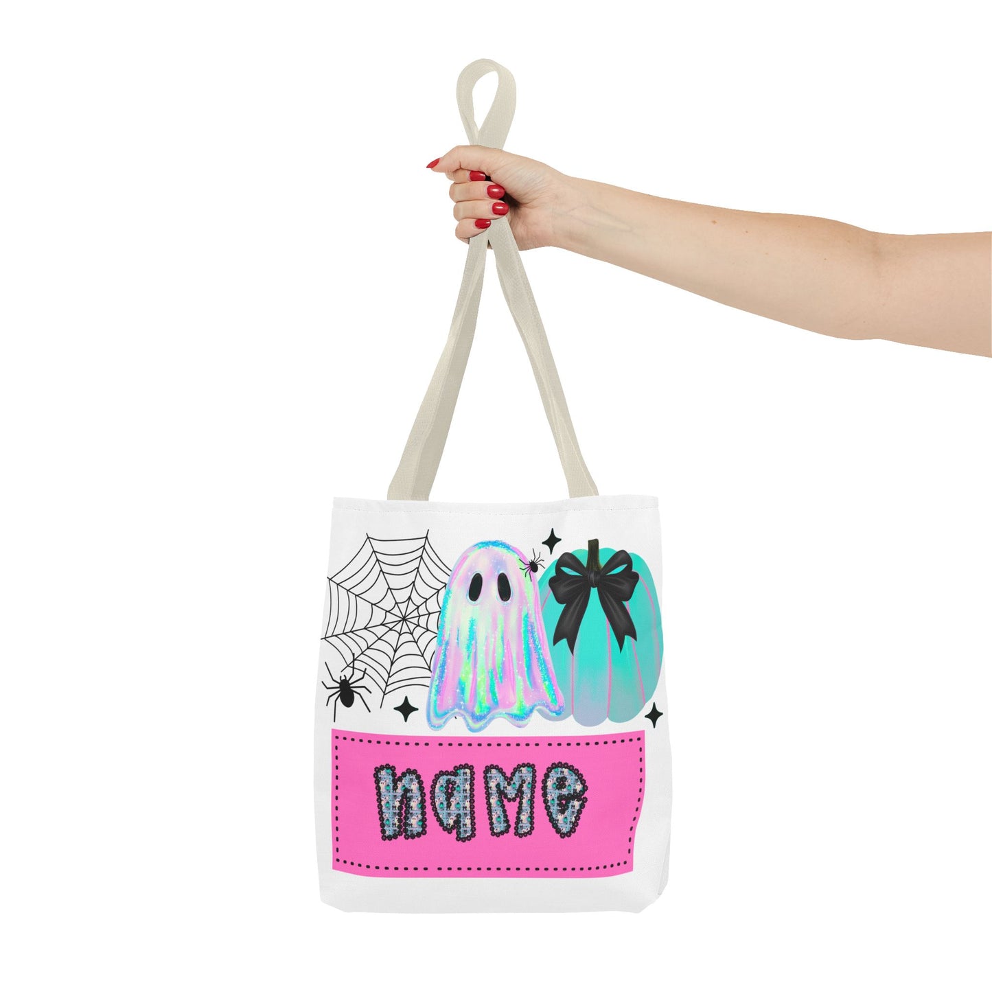 Personalized Ghostly Tote Bag for Halloween, Cute Halloween Gift, Spooky Tote, Trick or Treat Bag, Custom Name Bag, Fall Fashion