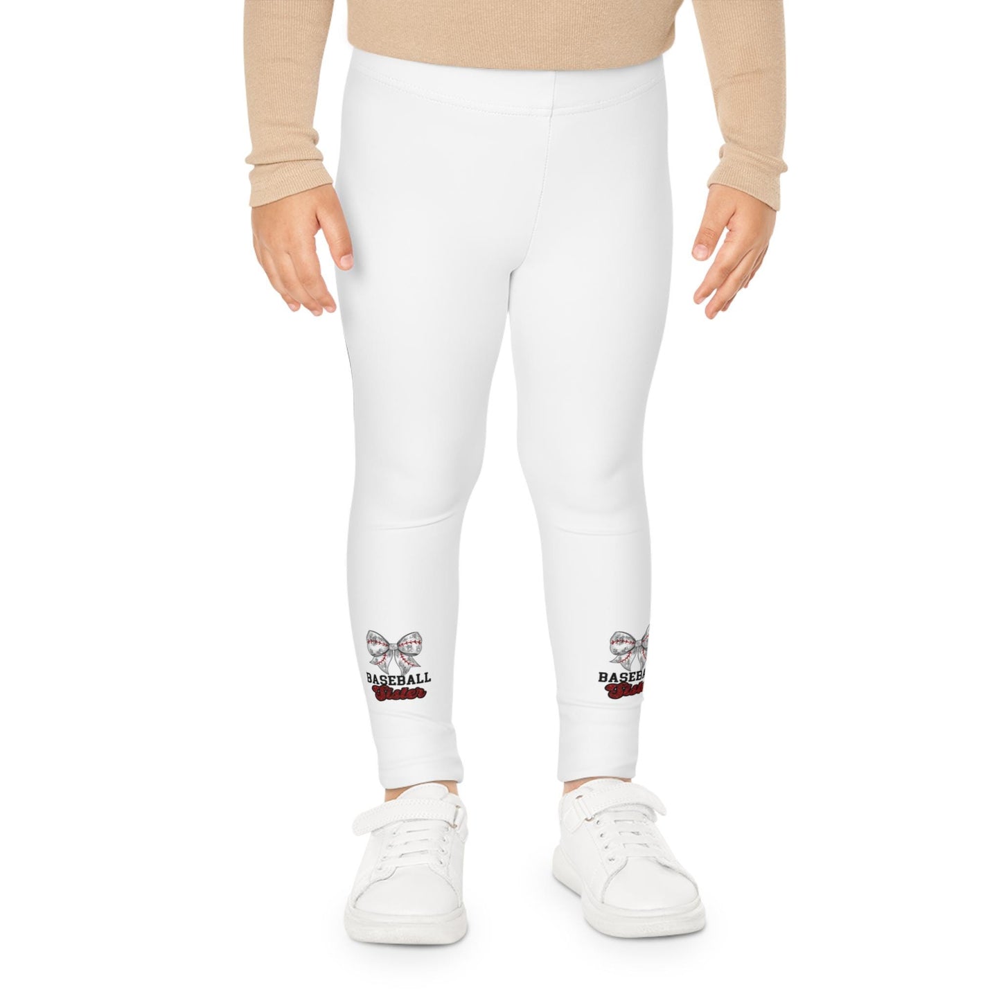Cute Kids Leggings with Baseball Bow Design, Comfortable Activewear for Girls, Perfect for Sports, Play, School, Gift Ideas