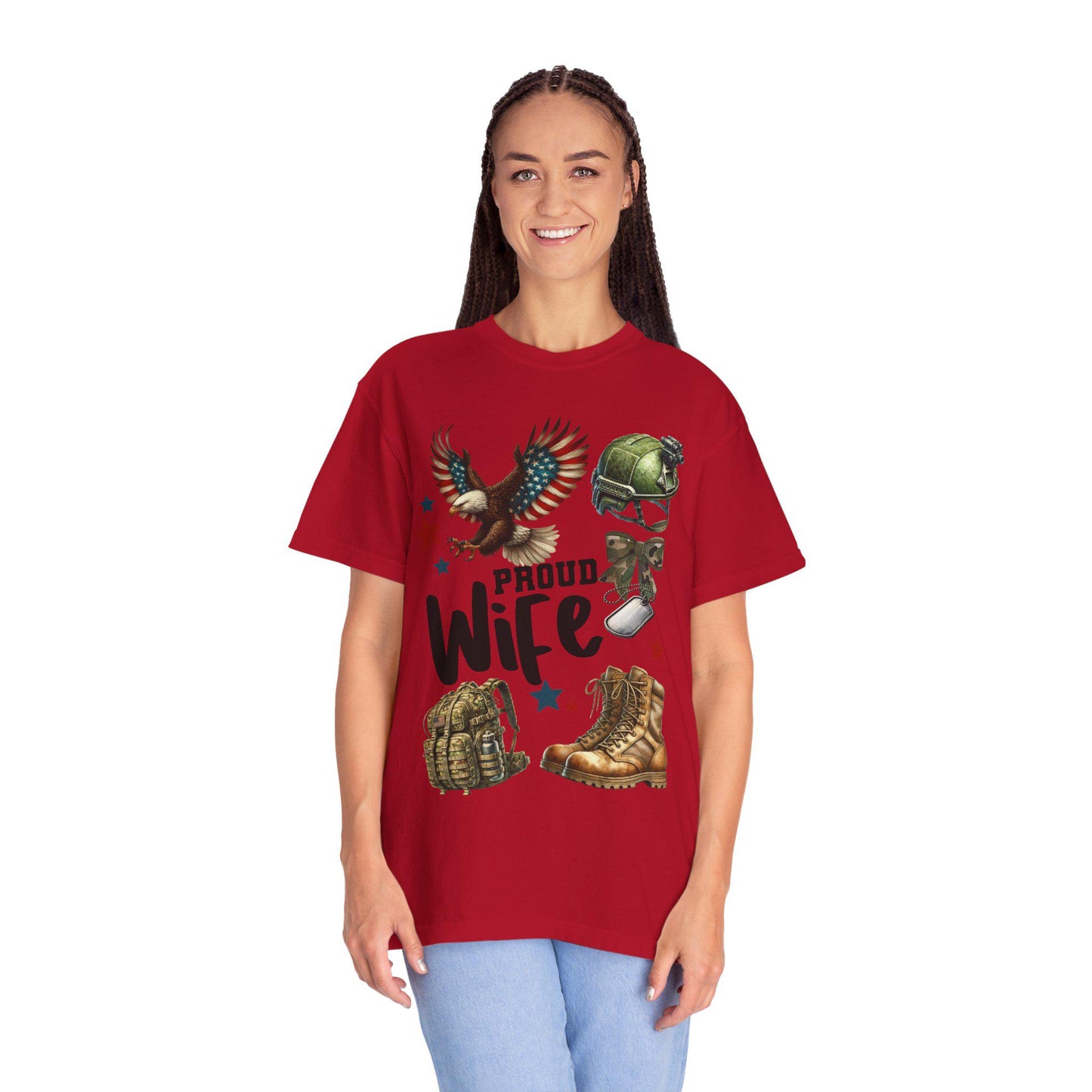 Proud Wife Military T-Shirt, Unisex Tee for Veterans, Gift for Military Spouses, Casual Look, Army Wife Apparel