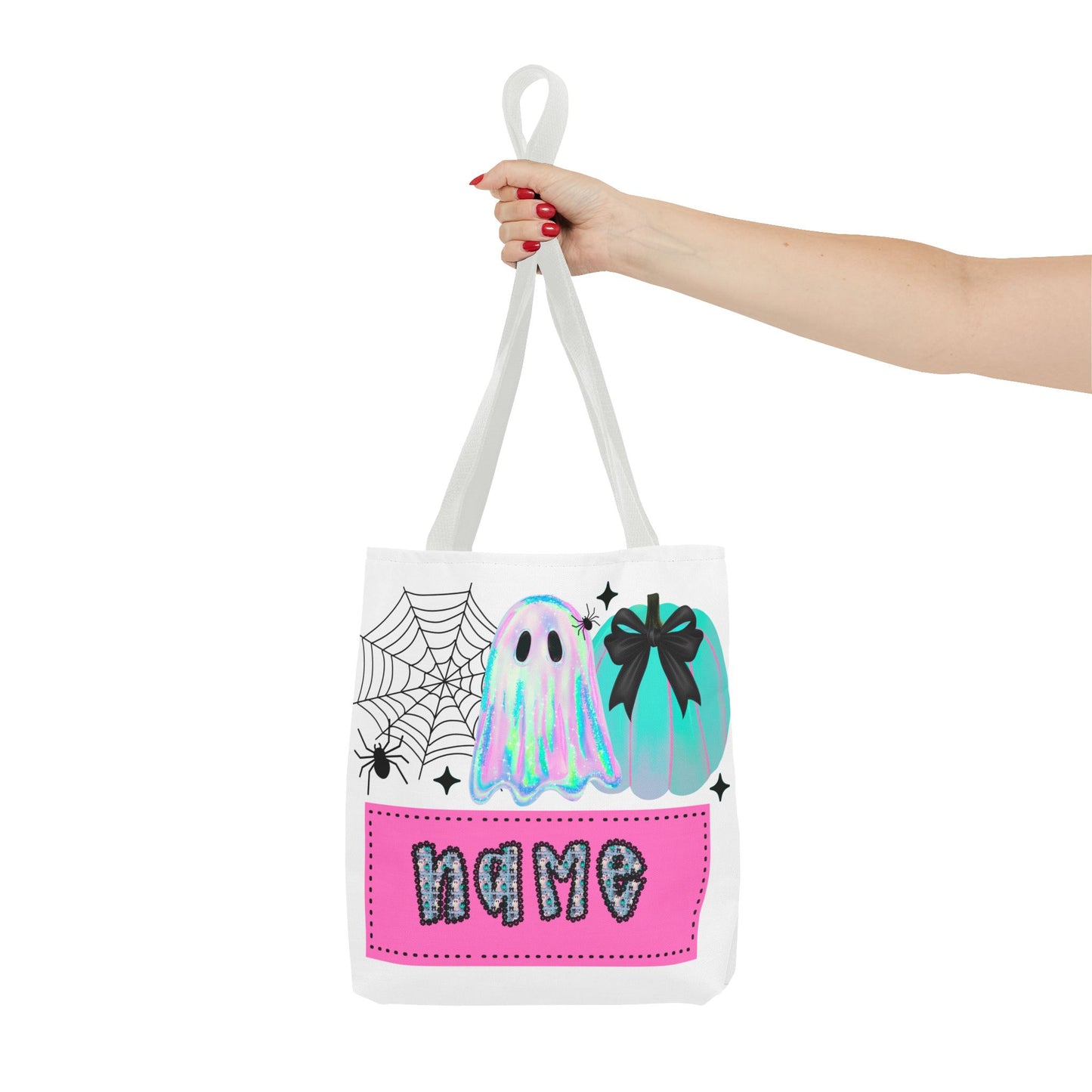 Personalized Ghostly Tote Bag for Halloween, Cute Halloween Gift, Spooky Tote, Trick or Treat Bag, Custom Name Bag, Fall Fashion