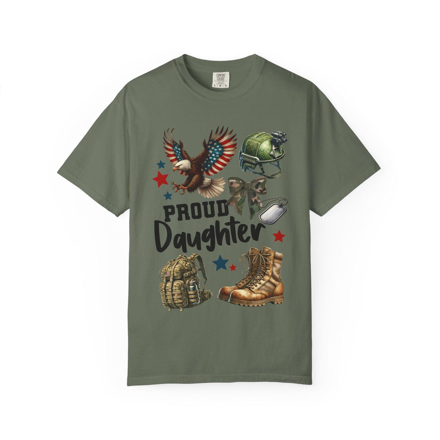 Proud Daughter T-shirt, Military Family Shirt, Support Our Troops Top, Veterans Day Gift, Unisex Garment-Dyed Tee