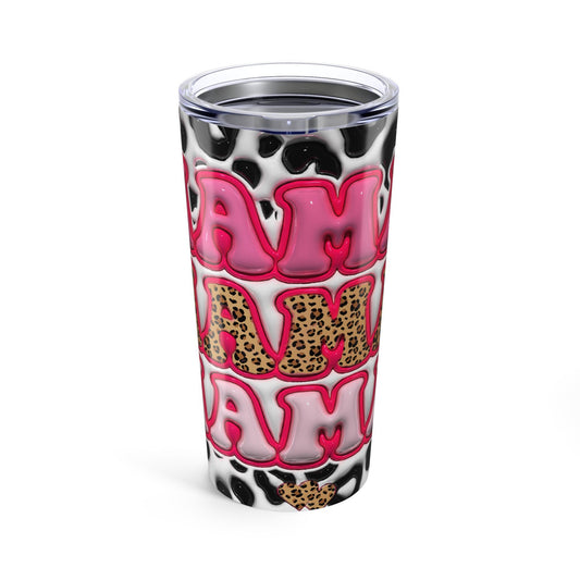 Trendy 20oz Tumbler with MAMA Pink Leopard Print Design, Cute Animal Print Travel Mug, Perfect for Gifts, Summer Parties, and Everyday Use