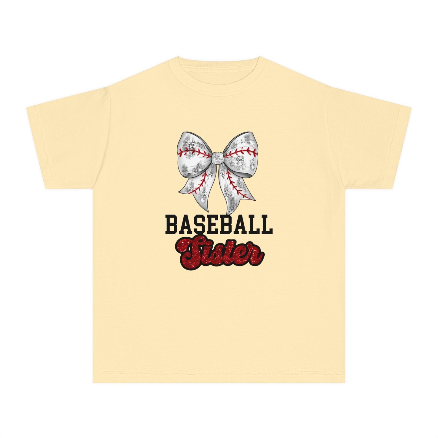 Baseball Sister Youth Midweight Tee, Cute Baseball Shirt, Youth Sports Tee, Gift for Young Athletes, Summer Baseball Wear, Team Spirit