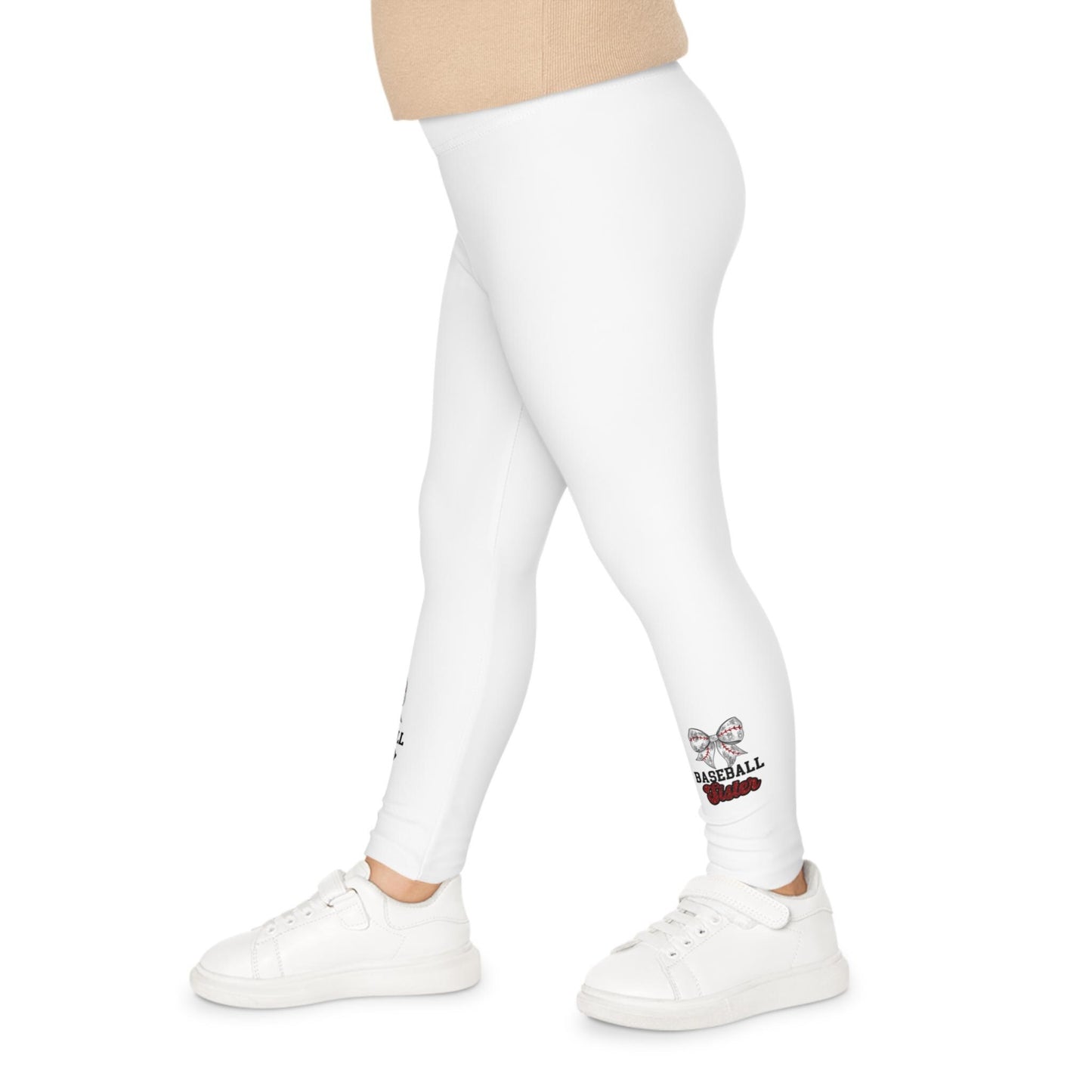 Cute Kids Leggings with Baseball Bow Design, Comfortable Activewear for Girls, Perfect for Sports, Play, School, Gift Ideas