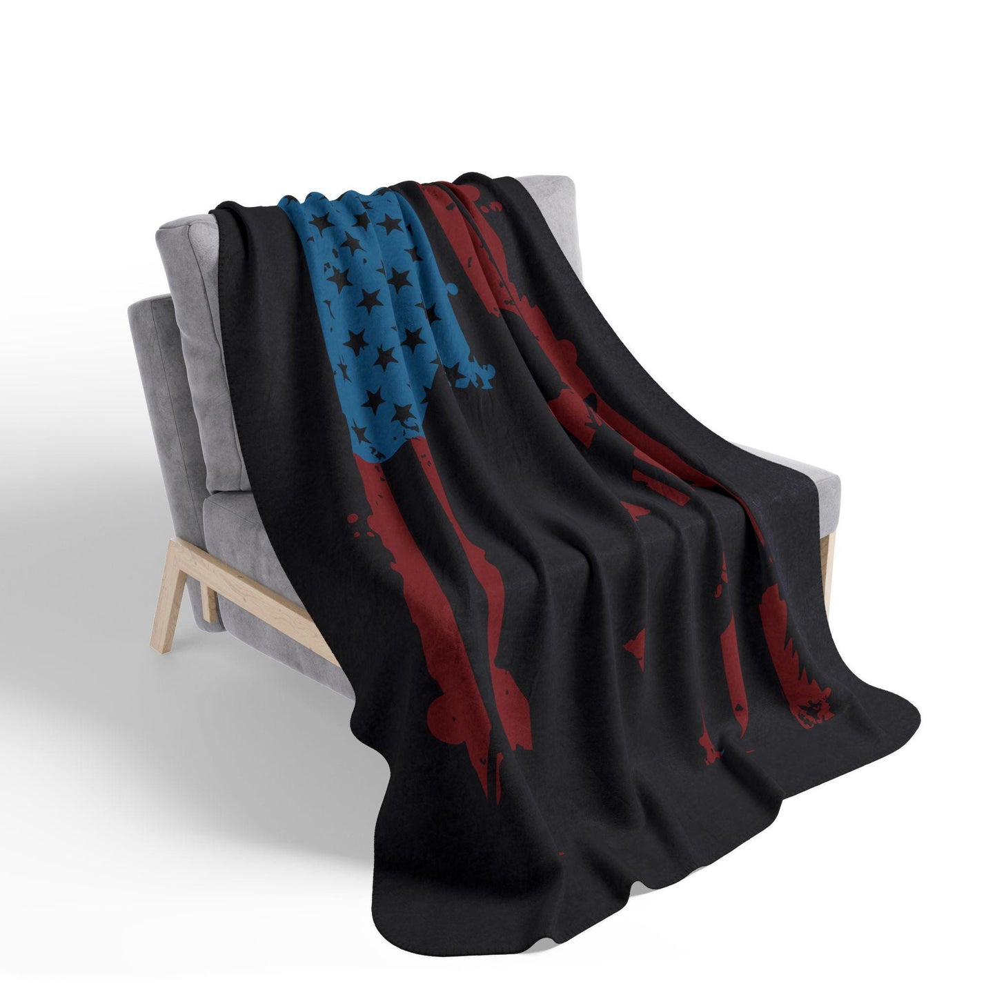 Patriotic Fleece Sherpa Blanket - Cozy Military Tribute Blanket, Outdoor Adventure Gift, American Flag Decor, Remembrance Day, Veterans Day