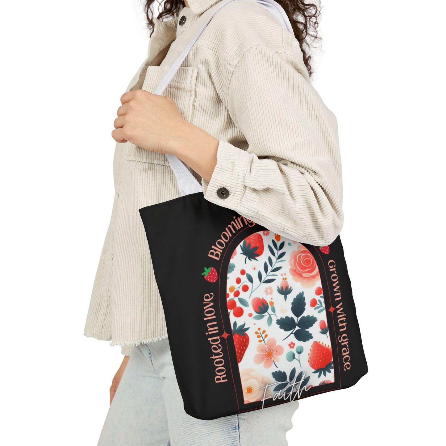 Faith Floral Inspirational Canvas Tote Bag, Boho Style, Perfect for Everyday Carry, Mother's Day Gift, Eco-Friendly, Summer Outing
