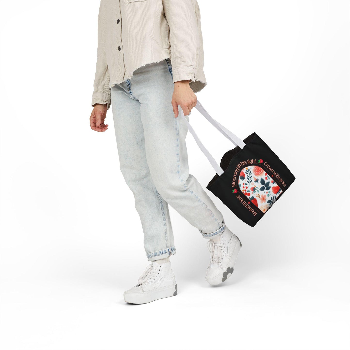 Faith Floral Inspirational Canvas Tote Bag, Boho Style, Perfect for Everyday Carry, Mother's Day Gift, Eco-Friendly, Summer Outing