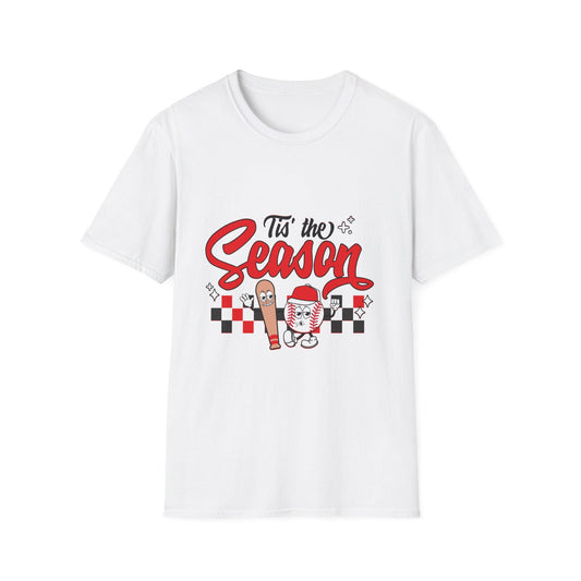 Tis the Season Graphic Baseball T-Shirt, Holiday Apparel, Gift for Baseball Lovers, Fun Seasonal Tee, Cute Graphic Shirt
