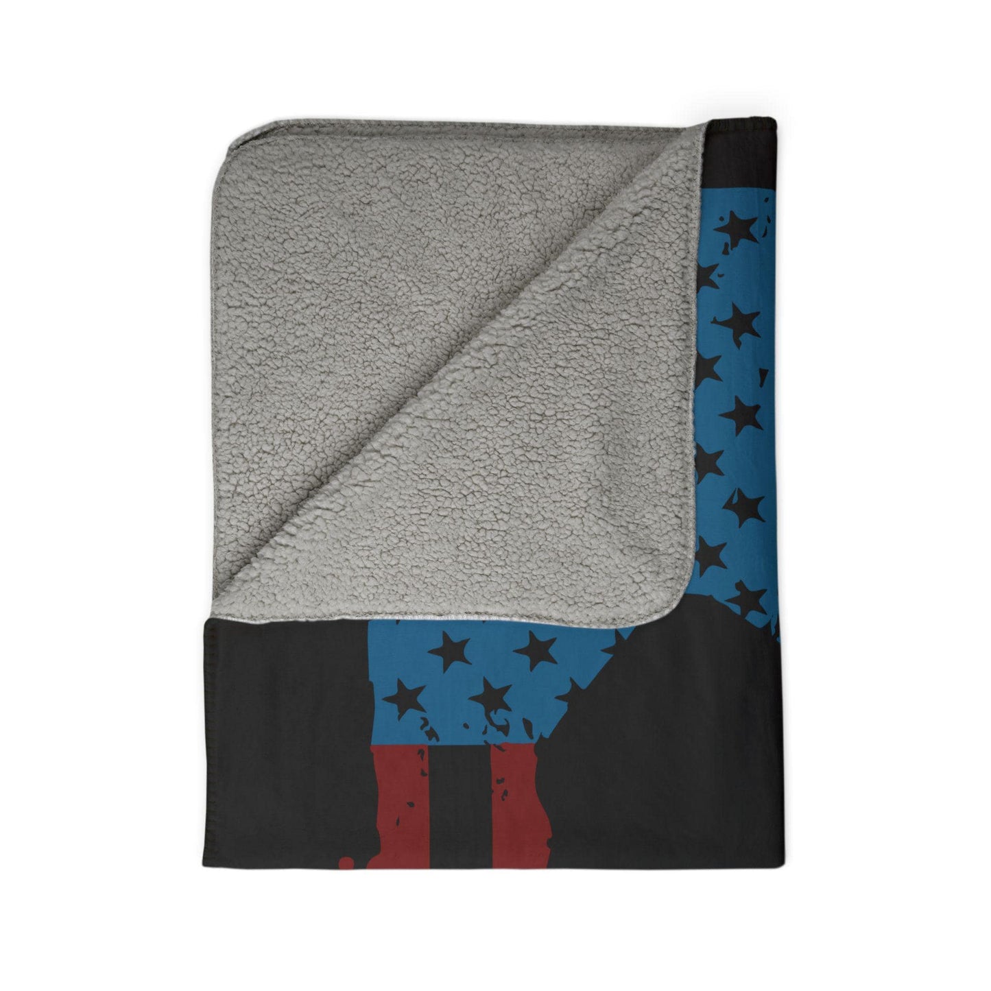 Patriotic Fleece Sherpa Blanket - Cozy Military Tribute Blanket, Outdoor Adventure Gift, American Flag Decor, Remembrance Day, Veterans Day