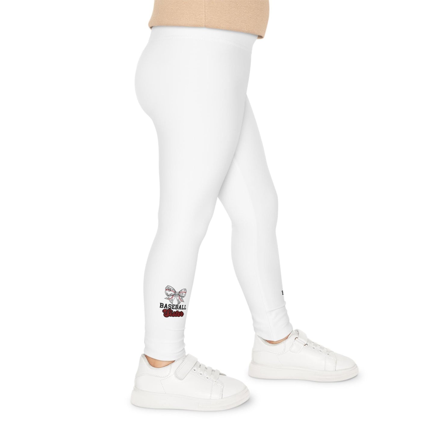 Cute Kids Leggings with Baseball Bow Design, Comfortable Activewear for Girls, Perfect for Sports, Play, School, Gift Ideas