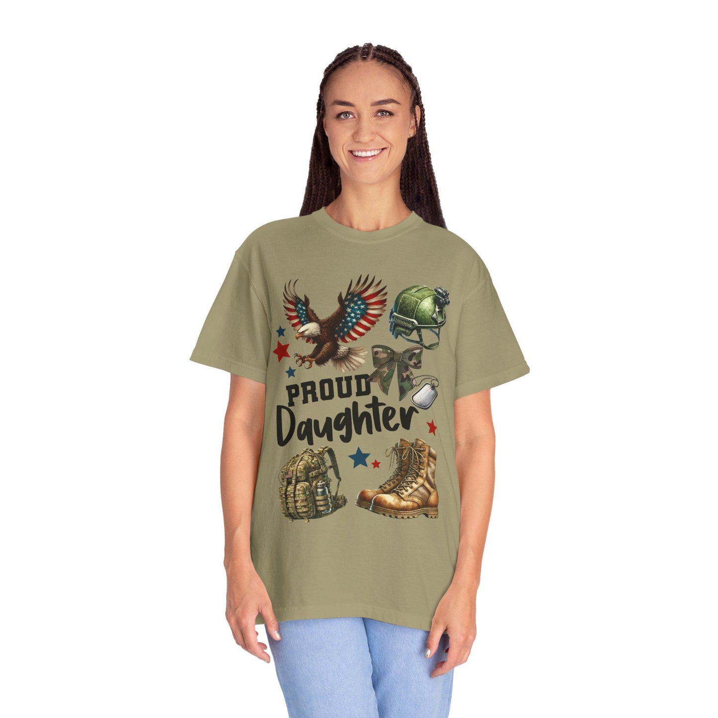 Proud Daughter T-shirt, Military Family Shirt, Support Our Troops Top, Veterans Day Gift, Unisex Garment-Dyed Tee