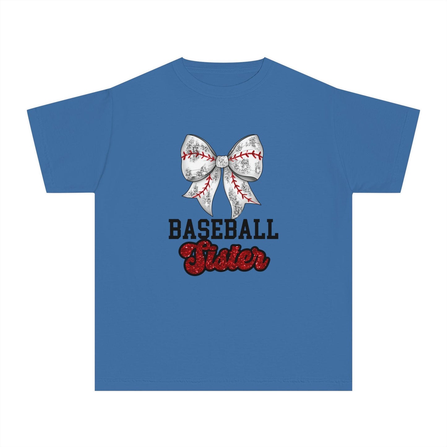 Baseball Sister Youth Midweight Tee, Cute Baseball Shirt, Youth Sports Tee, Gift for Young Athletes, Summer Baseball Wear, Team Spirit
