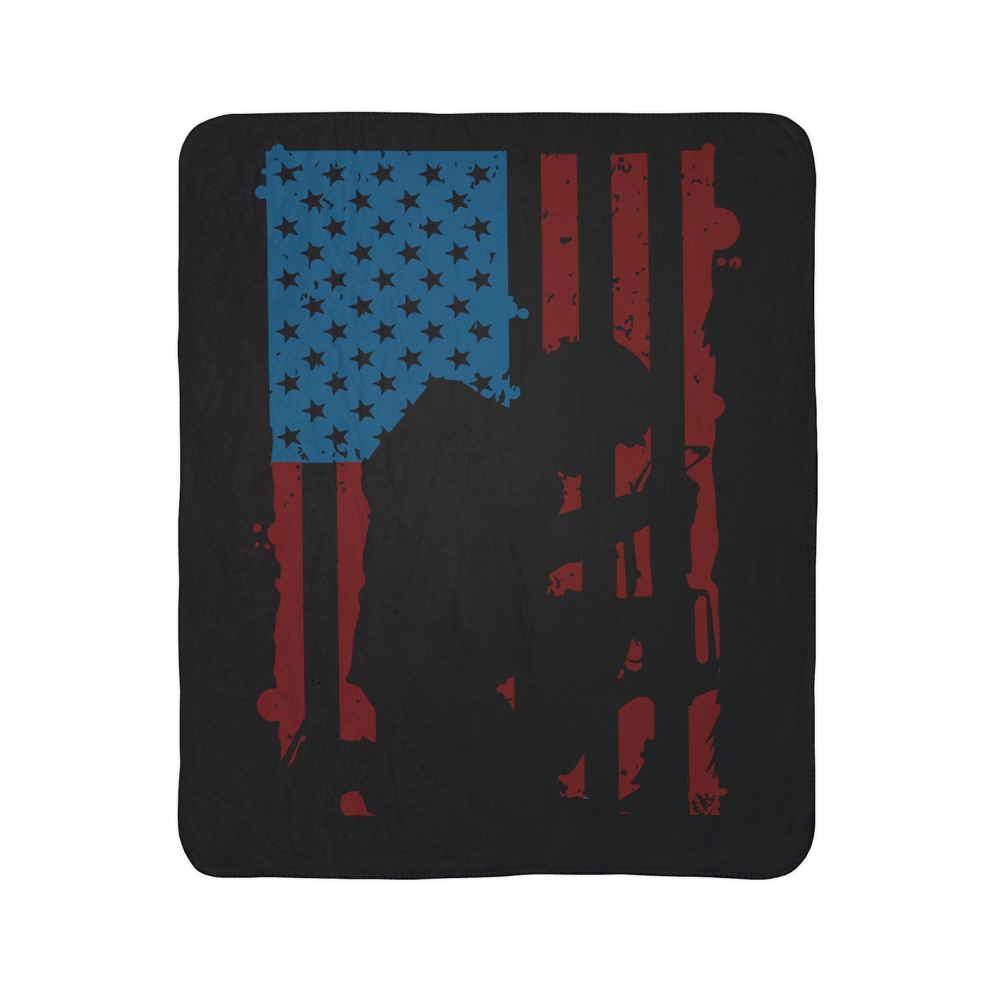 Patriotic Fleece Sherpa Blanket - Cozy Military Tribute Blanket, Outdoor Adventure Gift, American Flag Decor, Remembrance Day, Veterans Day