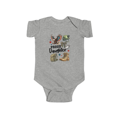 Proud Daughter Infant Bodysuit, Cute Baby Outfit, Gifts for Military Families, Baby Shower Gift, 4th of July Clothes