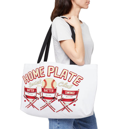 Home Plate Weekender Tote Bag, Perfect for Baseball Lovers, Game Days, Sports Events, Outdoor Adventures, and Gift-Giving