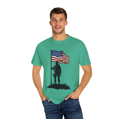 Patriotic Soldier T-Shirt - Unisex Casual Wear, Vintage Style Tee, Military Appreciation, Gift for Veterans, Independence Day