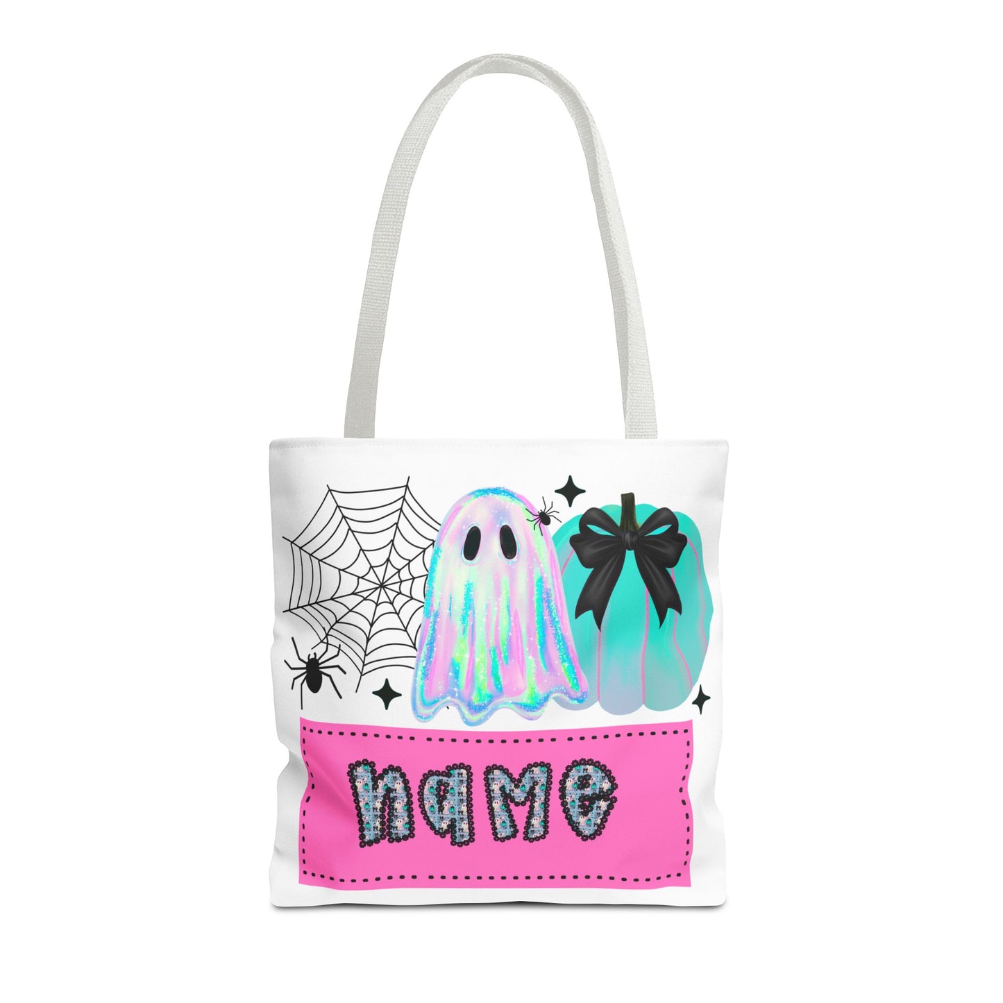Personalized Ghostly Tote Bag for Halloween, Cute Halloween Gift, Spooky Tote, Trick or Treat Bag, Custom Name Bag, Fall Fashion