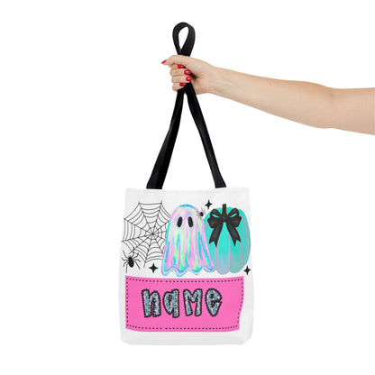 Personalized Ghostly Tote Bag for Halloween, Cute Halloween Gift, Spooky Tote, Trick or Treat Bag, Custom Name Bag, Fall Fashion