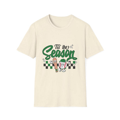 Tis the Baseball Season Unisex Softstyle T-Shirt, Holiday Tee, Festive Shirt, Gift for Christmas, Casualwear for Parties