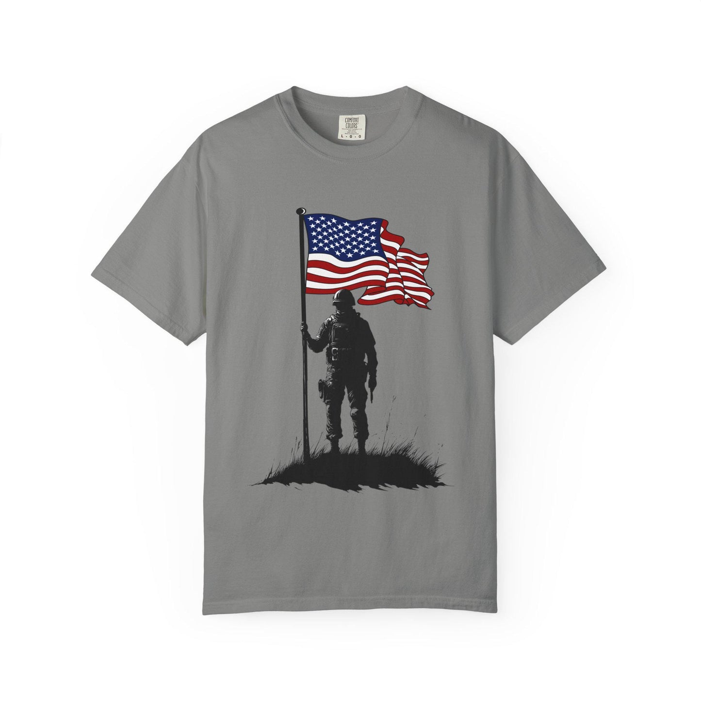 Patriotic Soldier T-Shirt - Unisex Casual Wear, Vintage Style Tee, Military Appreciation, Gift for Veterans, Independence Day