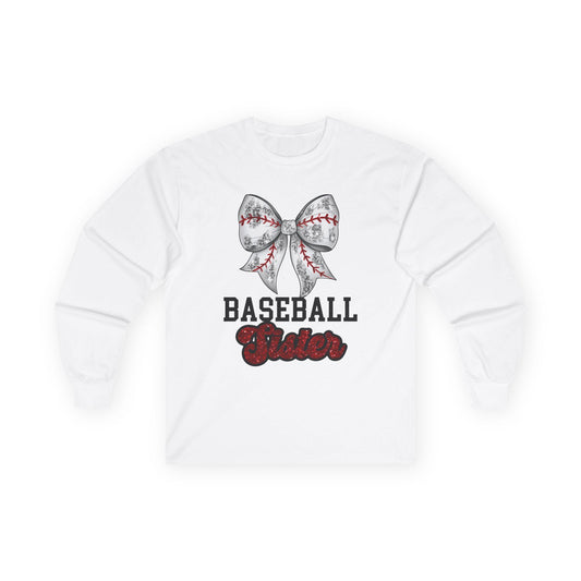 Baseball Sister Long Sleeve Tee, Sports Fan Shirt, Gift for Sister, Casual Wear, Birthday Gift, Soft Cotton Tee