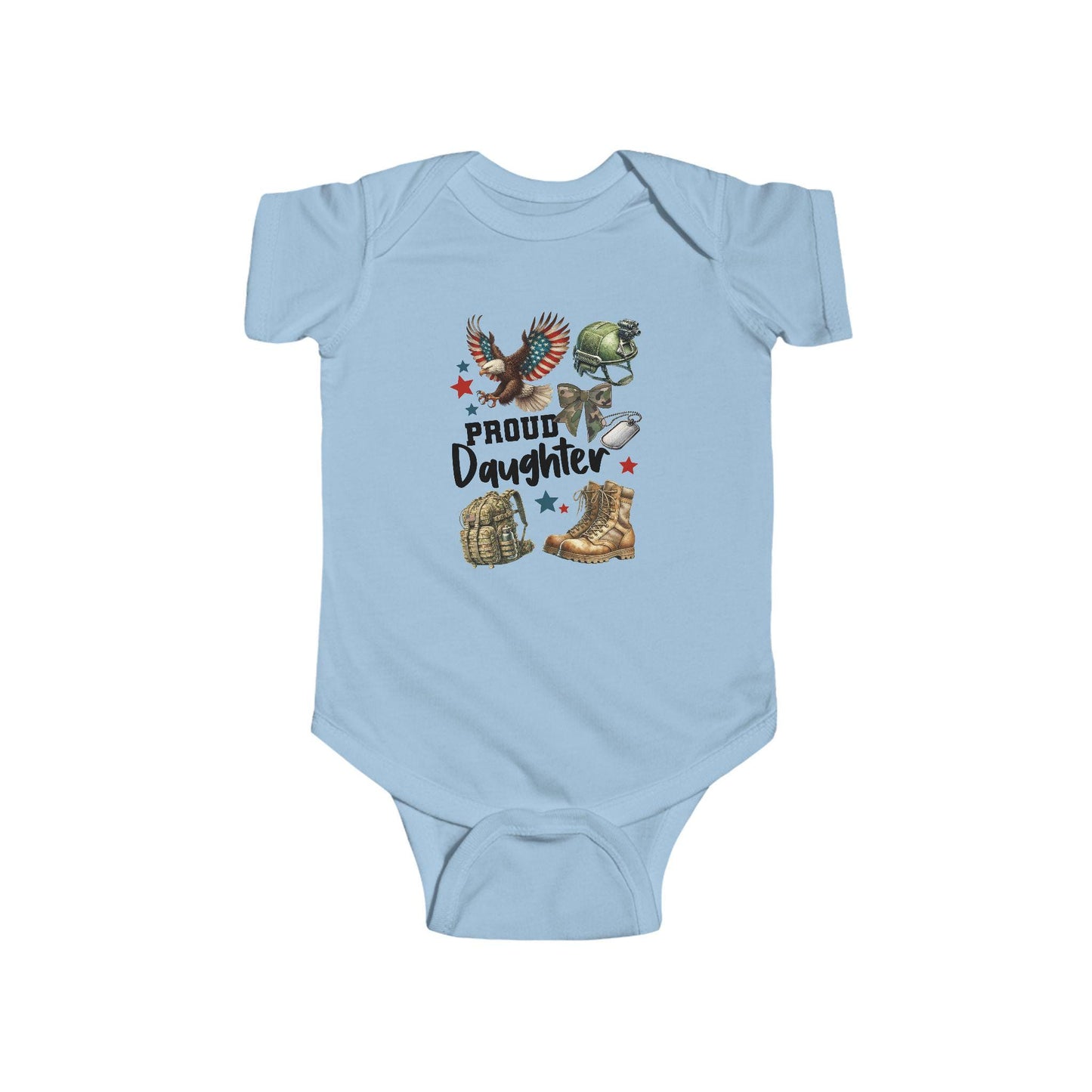 Proud Daughter Infant Bodysuit, Cute Baby Outfit, Gifts for Military Families, Baby Shower Gift, 4th of July Clothes