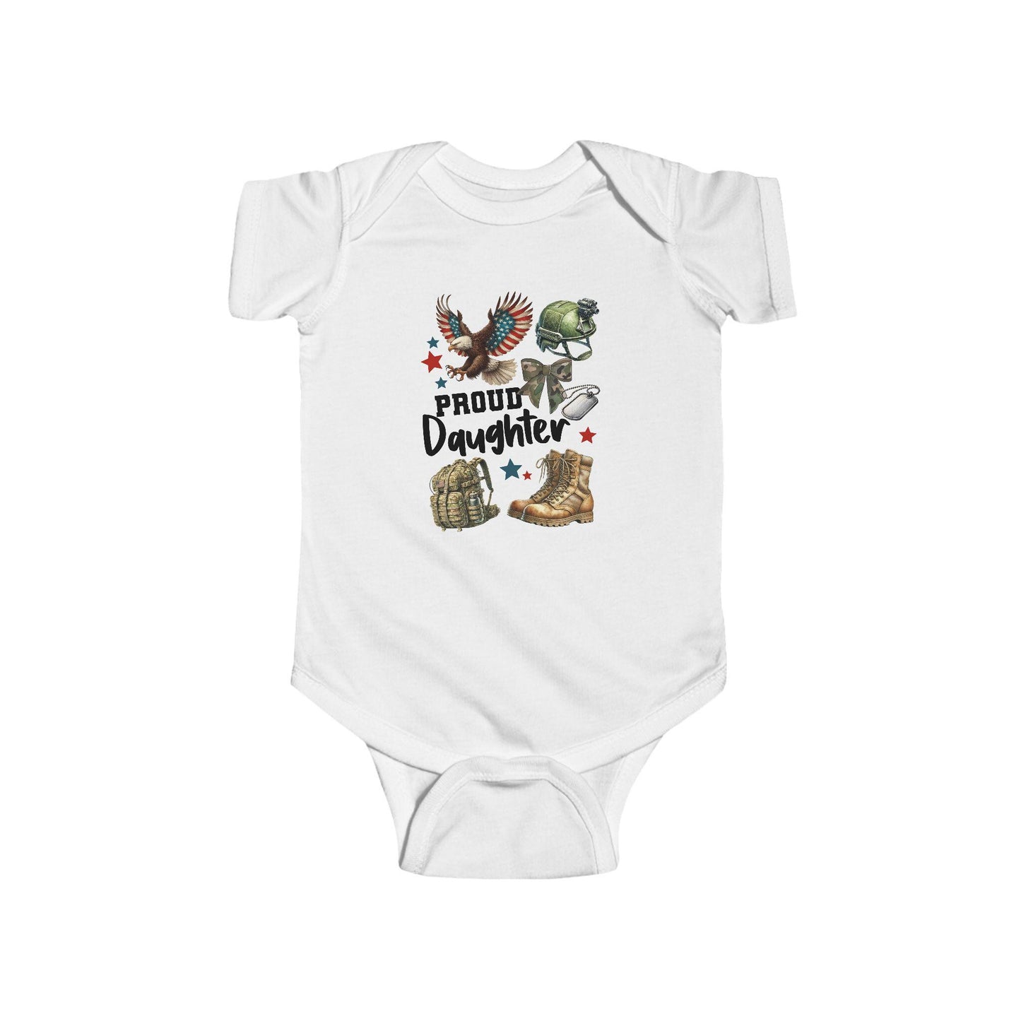 Proud Daughter Infant Bodysuit, Cute Baby Outfit, Gifts for Military Families, Baby Shower Gift, 4th of July Clothes