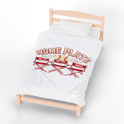 Home Plate Social Club Plush Blanket, Cozy Baseball Throw, Perfect for Game Days, Sports Fans Gift, Warm & Soft Decor
