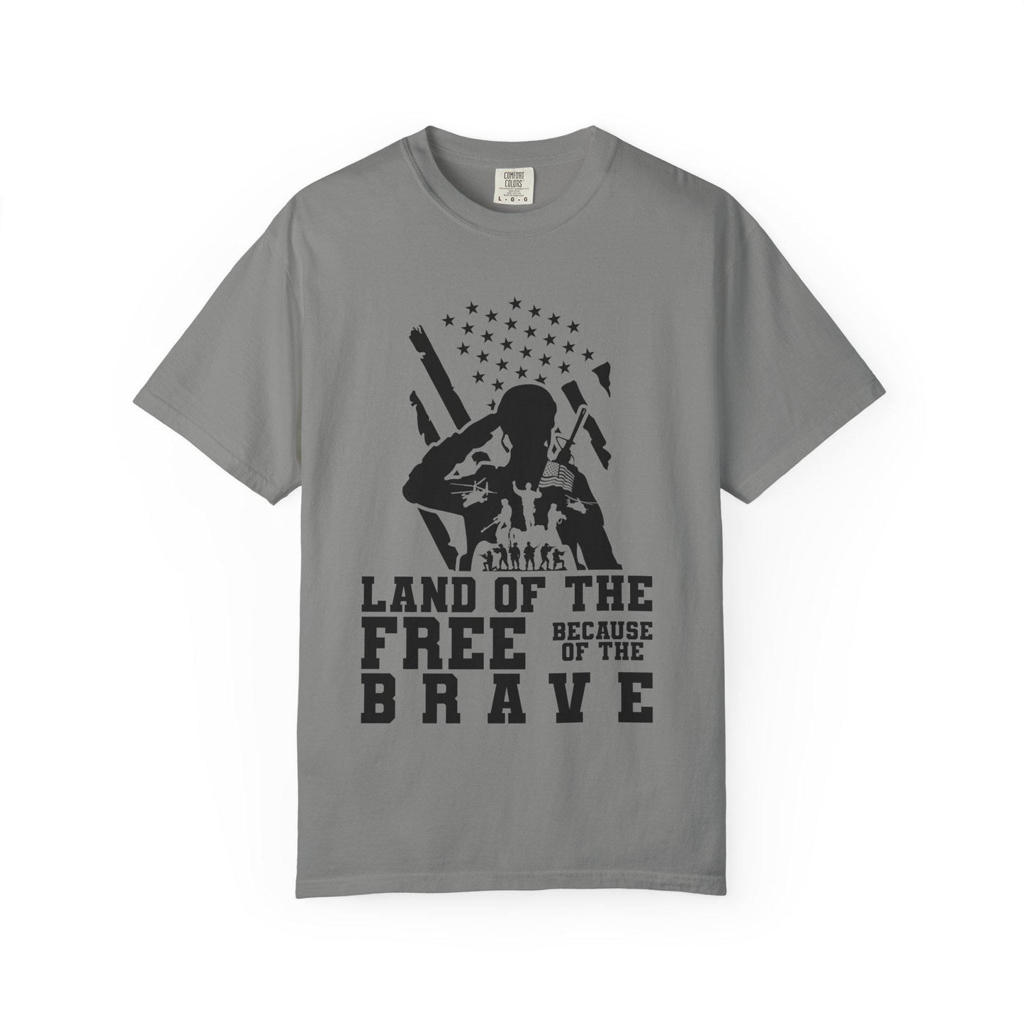 Patriotic Soldier Tribute T-shirt - Land of the Free, Brave Graphic Tee, Veterans Day Gift, Military Pride Apparel