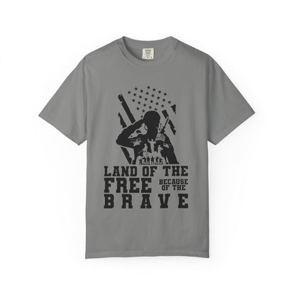 Patriotic Soldier Tribute T-shirt - Land of the Free, Brave Graphic Tee, Veterans Day Gift, Military Pride Apparel