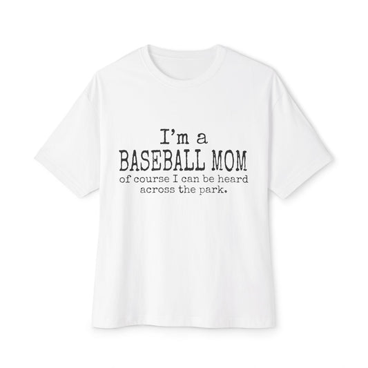 Baseball Mom Oversized Tee, Perfect for Sports Events, Gifts for Mother's Day, Comfortable Casual Wear,Personalized Fan