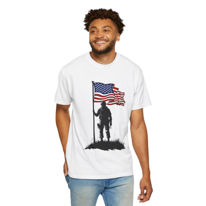 Patriotic Soldier T-Shirt - Unisex Casual Wear, Vintage Style Tee, Military Appreciation, Gift for Veterans, Independence Day