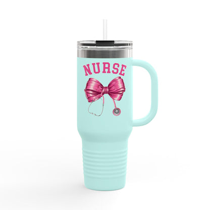 Nurse Insulated Travel Mug, 40oz - Perfect for Nurses, Gift for Healthcare Workers, Hot & Cold Drink Tumbler, Travel Mug with Straw