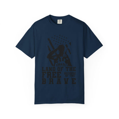 Patriotic Soldier Tribute T-shirt - Land of the Free, Brave Graphic Tee, Veterans Day Gift, Military Pride Apparel