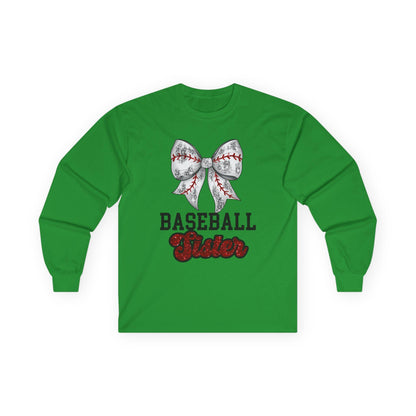 Baseball Sister Long Sleeve Tee, Sports Fan Shirt, Gift for Sister, Casual Wear, Birthday Gift, Soft Cotton Tee